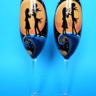 Personalized Champagne glasses Jack and Sally and Yellow Moon
