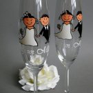 Personalized Champagne glasses Wedding Cerenomy Bride and Groom Together
