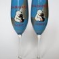 Personalized Champagne glasses Wedding theme Penguin and White Bear