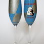 Personalized Champagne glasses Wedding theme Penguin and White Bear