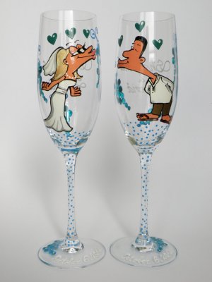 Personalized Champagne glasses Wedding on the Beach