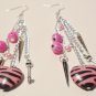 Heart earrings pink zebra