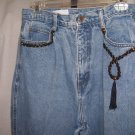 Bill Blass Jeans Denim with Black Velvet Embellishment on Pockets Size 12