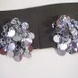 Evening Purse Silver Sequin Paillettes Beaded with Earrings Glitzy Bling Prom Party Wedding