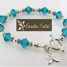 TEAL BLUE Crystal Awareness Bracelet