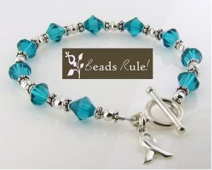 TEAL BLUE Crystal Awareness Bracelet