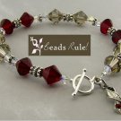 Red and Grey Crystal DIABETES Awareness Bracelet