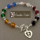 Red~Black~Blue~Green~Orange Crystal Salvation Faith Christian Bracelet