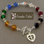 Red~Black~Blue~Green~Orange Crystal Salvation Faith Christian Bracelet