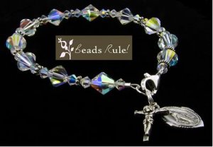 Crystal AB Birthstone Rosary Bracelet ~ April Birthday