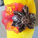Leopard Print Flower/red lace Headband