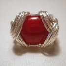 Wire Wrapped Red Mountain Jade Ring