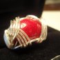 Wire Wrapped Red Mountain Jade Ring