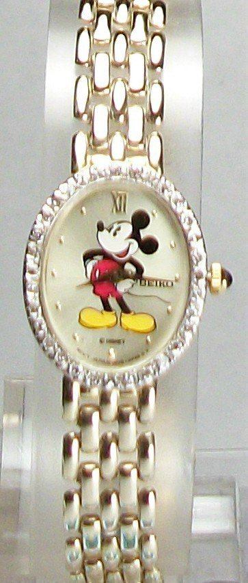 Disney Diamond 14kt Gold Ladies Seiko Mickey Mouse Watch! New Wow!