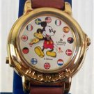 Disney Stunning Gold Small World Lorus Musical Mickey Mouse Watch! New!