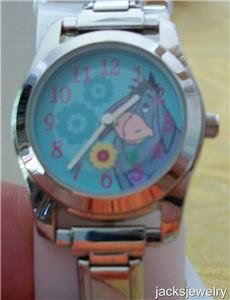 Disney Stunning Silver Eeyore Italian Charm Watch! New!