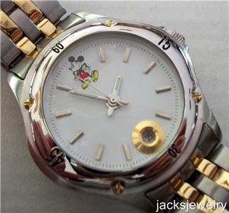 Disney Stunning Gold Silver Disney Catalog Mens Mickey Mouse Watch! New!