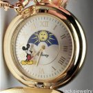 New Disney Rare Sun Moon Dial Mickey Mouse Pocket Watch! HTF!