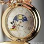 New Disney Rare Sun Moon Dial Mickey Mouse Pocket Watch! HTF!