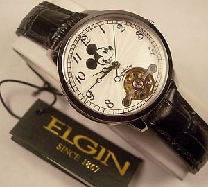 New Disney Rare Skeleton Automatic Elgin Ladies Mickey Mouse Watch!