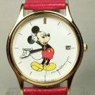 Brand-New Disney Mens Seiko Mickey Mouse Watch! With Date! Red Band! HTF!