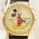 Disney Stunning Gold Plated Date Ladies Seiko Mickey Mouse Watch! New!