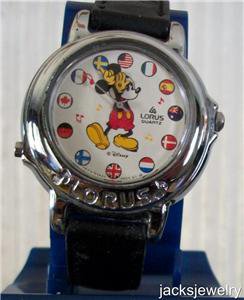 Disney Stunning Silver Small World Lorus Musical Mickey Mouse Watch! New!