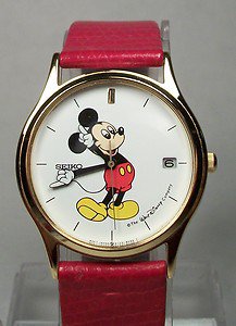 Disney New Extremely Rare Mens Seiko Mickey Mouse Watch!  With Date!