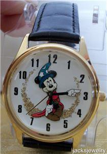Disney New Gold Sorcerer Mickey Mouse Watch! Pts. To Time~ Hard To Find!