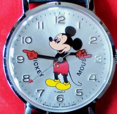 Vintage West Germany Wind-Up Mechanical Mickey Mouse Watch! HTF! Wow!