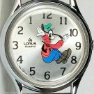 Disney New Silver Backwards Goofy Watch! hard To Find! Runs Backwards!