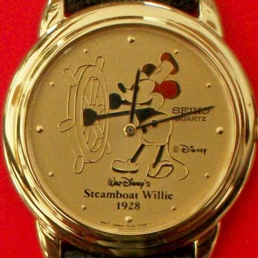 Brand-New Disney LE Steamboat Willie Seiko Mens Mickey Mouse Watch! HTF!
