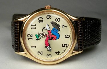 New! Disney Stunning Gold Backwards Goofy Watch! HTF! Numbers Backwards! Neat!