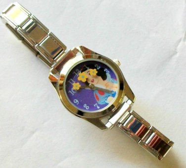 New Disney Snow White italian Charm Watch With Revolving Flowers! HTF! Pretty!
