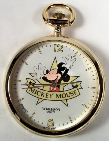 Disney Gold Mickey Mouse Pocket Watch Very Rare! New! HTF!