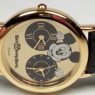 New Disney Dual Time Mickey Mouse Watch! Gorgeous! HTF! Gold Bezel!