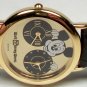 New Disney Dual Time Mickey Mouse Watch! Gorgeous! HTF! Gold Bezel!
