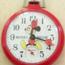Vintage Wind-Up Bradley Mickey Mouse Pocket Watch! Extremely Rare! Red! HTF!