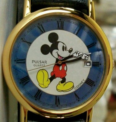 Brand-New Disney Pulsar Mens Mickey Mouse Watch! HTF! Date On Dial! Gorgeous!