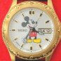 New Disney Mens Seiko Mickey Mouse Watch! Ornate Bezel! W/Date! Pts. To Time!
