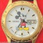 New Disney Mens Seiko Mickey Mouse Watch! Ornate Bezel! W/Date! Pts. To Time!
