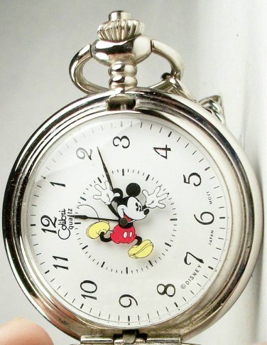 Brand-New Animated Colibri Mickey Mouse Pocket Watch! Mickey Moves! HTF!