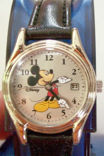 New Disney Ladies Mickey Mouse Watch! Date On Dial! Mickey Points To Time! HTF!
