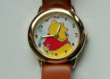 Brand-New Disney Winnie the Pooh Watch With Leather Band! Beautiful! HTF!