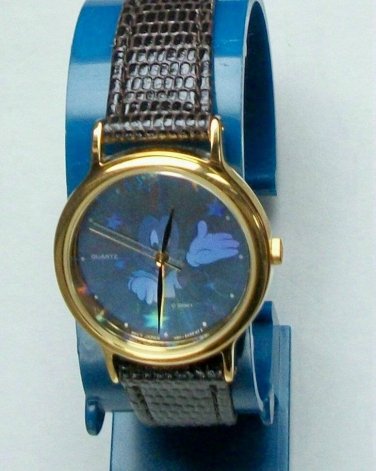 New Disney Ladies Hologram Mickey Mouse Watch with Lizard Band! HTF! Retired!