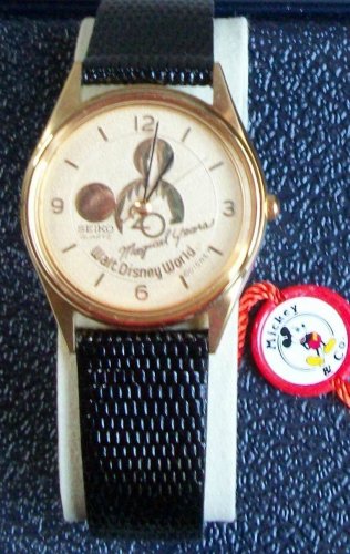 New Disney 20th Anniversary Gold Icon Mens Seiko Mickey Mouse Watch! HTF Retired