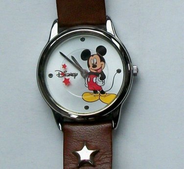 Brand-New Disney Mickey Mouse Watch With Silver Dial and Red Stars! HTF! Cute!