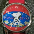 New! Peanuts Colorful Snoopy Watch! Beautiful Colors! Signature Red Leather Band
