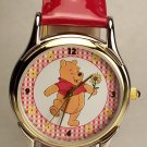 Disney Gold Gingham Winnie Pooh Watch! New! Hard To Find!