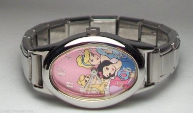 Disney Three Princess Italian Charm watch! New! Hard To  Find! Oval Bezel!